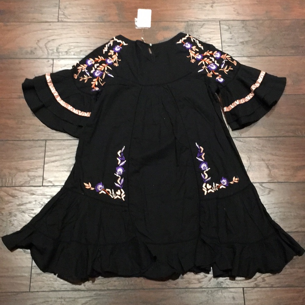 NWT FREE PEOPLE PAVLO RUFFLE EMBROIDERED DRESS - Picture 8 of 8